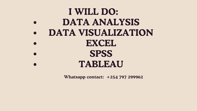 Gig Preview - Spss, excel, data analysis, statistics, economics, tableau