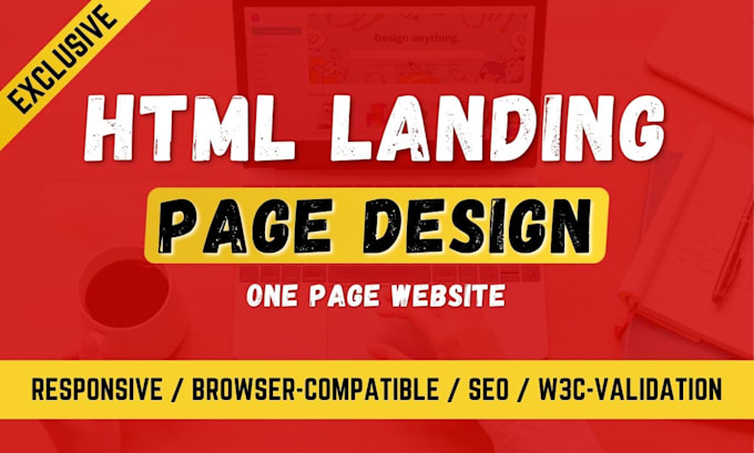 Gig Preview - Make responsive HTML landing page design, single page website, one page website