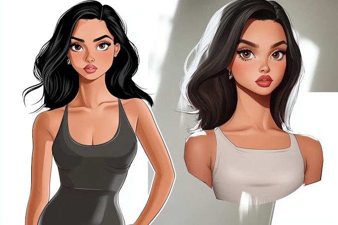 Bestseller - draw custom portrait in semi realistic cartoon style