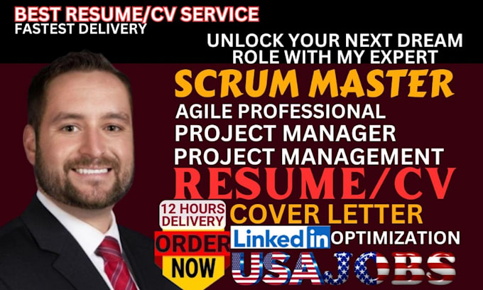 Gig Preview - Do scrum master resume, project management, agile resume, resume writing