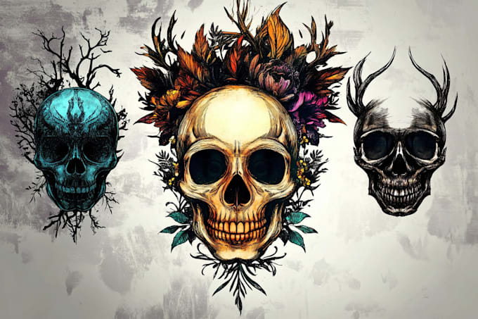 Gig Preview - Design unique skull art in any style, tattoos, prints, logo, t shirts and more