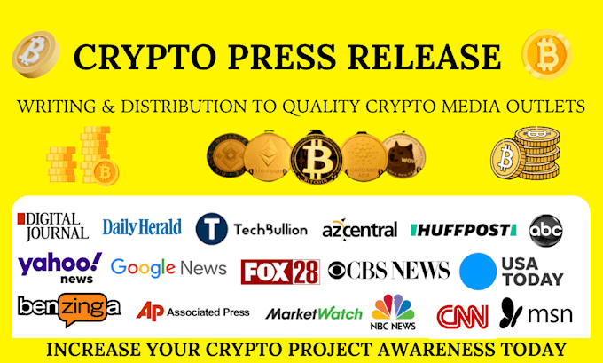 Gig Preview - Write press release for crypto blockchain nft and distribute to top crypto sites