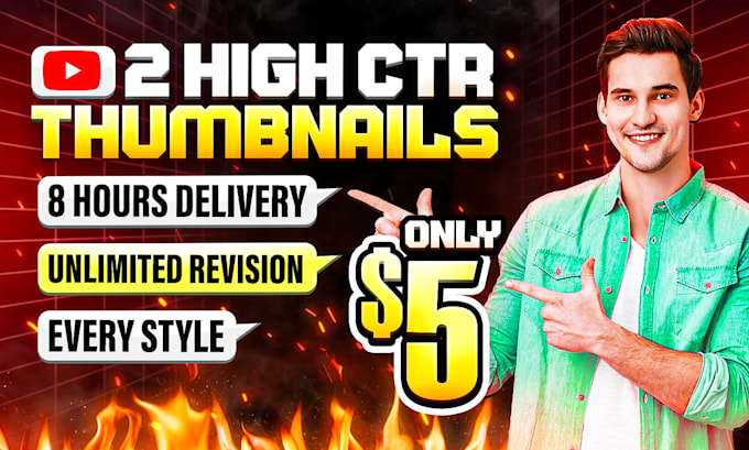 Gig Preview - Design high CTR thumbnails to increase your views