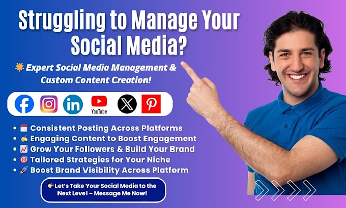 Gig Preview - Be your expert social media manager and content creator