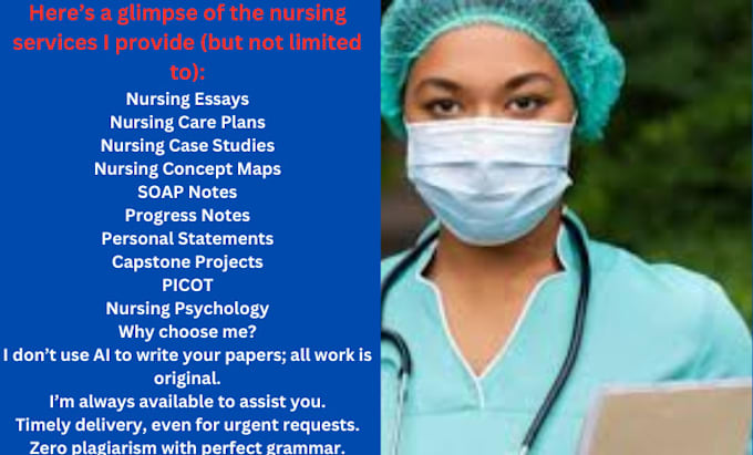 Gig Preview - Do nursing care plans, soap notes, concept maps, case studies