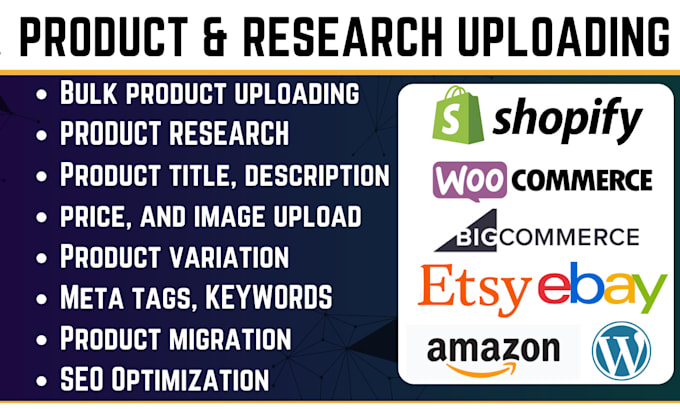 Gig Preview - Upload trending product to shopify etsy woocommerce ebay amazon product listing