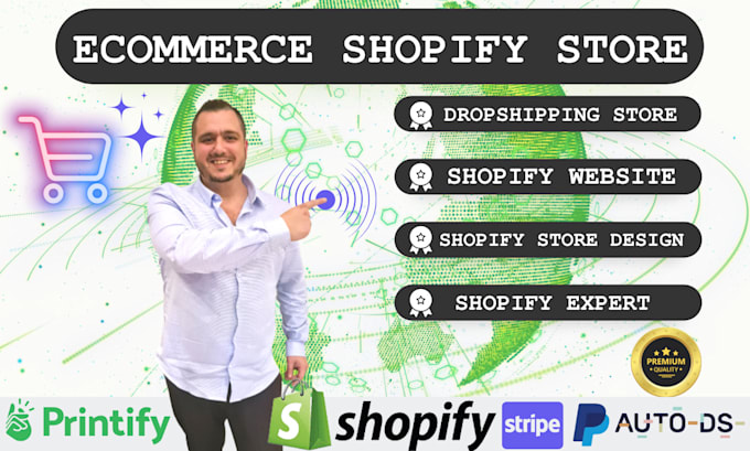 Gig Preview - Build shopify website, shopify dropshipping store, shopify store design