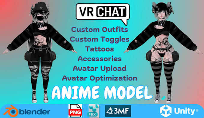 Gig Preview - Do 3d vrchat avatar vrc character vr chat avatar anime model furry character