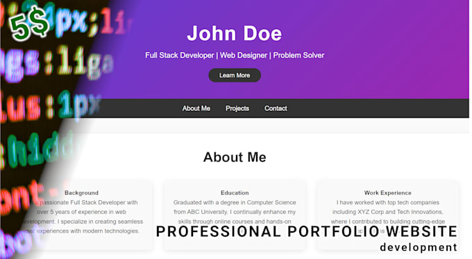 Gig Preview - Create a personal portfolio for five bucks