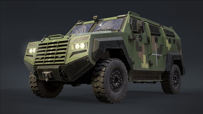 Gig Preview - Luxury 3d military car for game,ue5 render,hq animation,armor tank,blender model