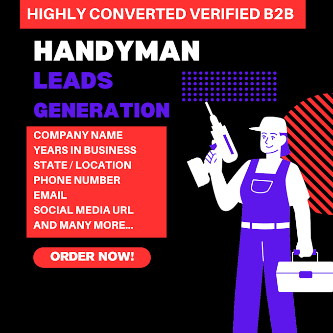 Gig Preview - Do b2b handyman  business leads leads generation