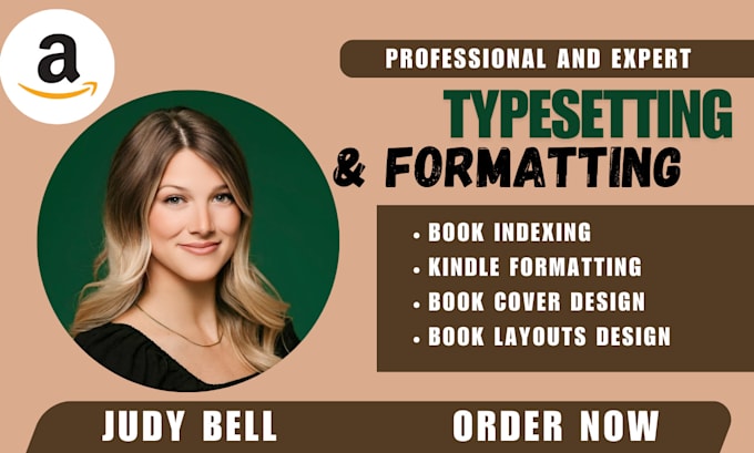 Gig Preview - Book typesetting, book formatting, layout design, cover design for amazon KDP