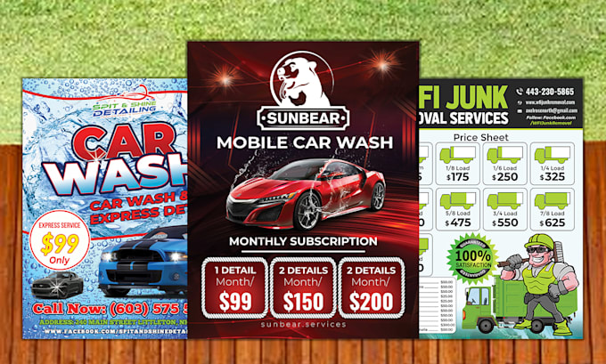 Gig Preview - Do car wash flyer, car detailing, junk removal flyer postcard, brochure design