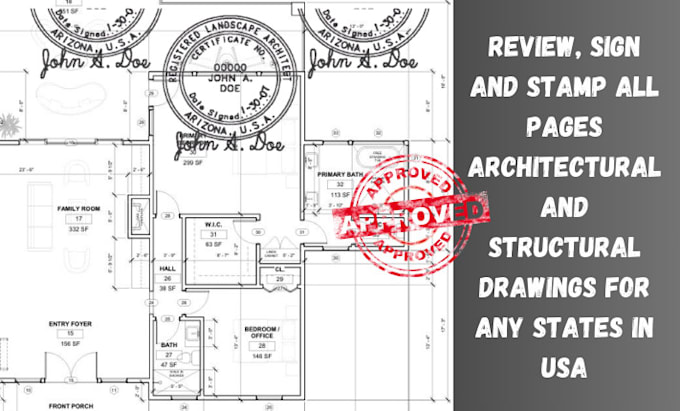 Gig Preview - Licensed architect south carolina, new jersey, michigan pe stamp for city permit