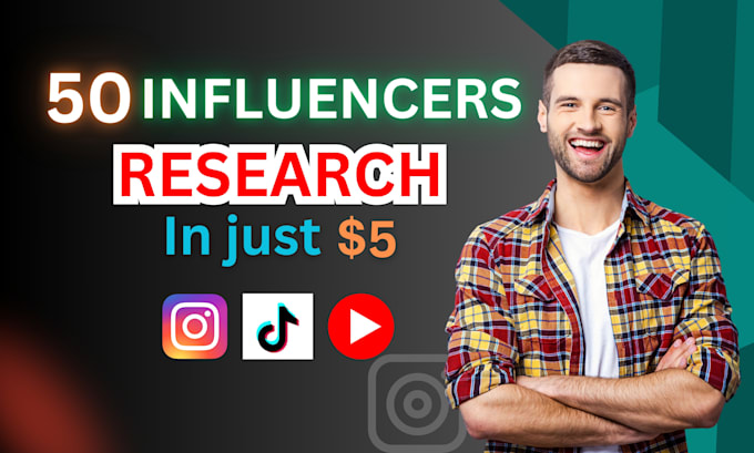 Gig Preview - Find instagram, tiktok, youtube influencer email lists for influencer marketing