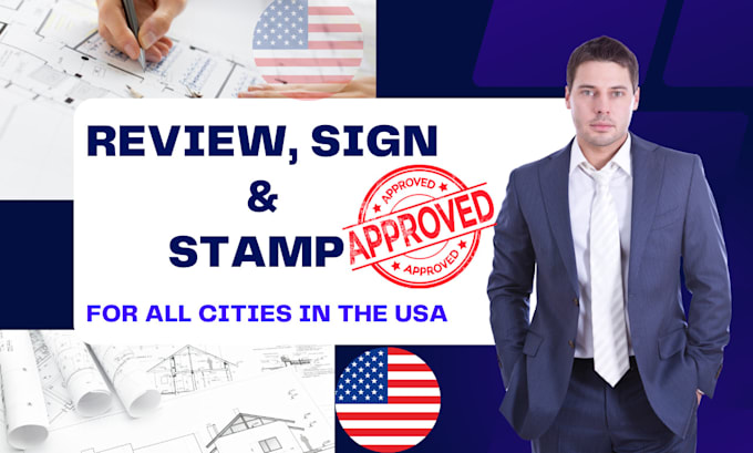 Gig Preview - Review and pe stamp, seal architectural drawings in USA for city permit approval