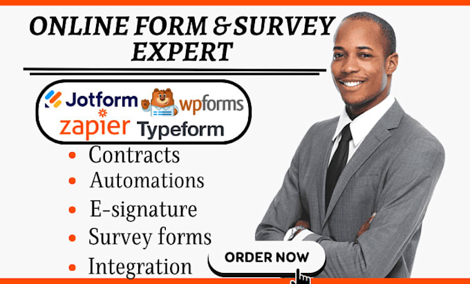 Gig Preview - Do zapier zap integration google forms jotform typeform wpforms docusign