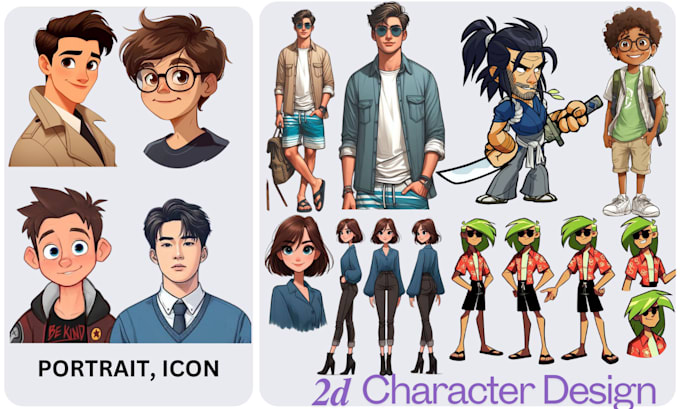 Bestseller - make cartoon character design, 2d character illustration, mascot game vector art