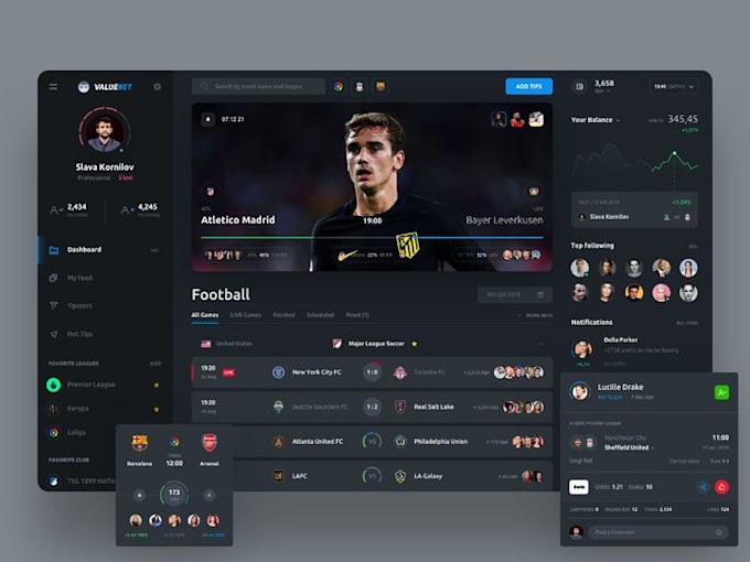 Gig Preview - Design and develop sport website, fantasy football,  tournament app