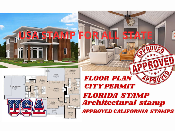 Gig Preview - Do usa stamp architectural drawing, california digital stamp, city permit