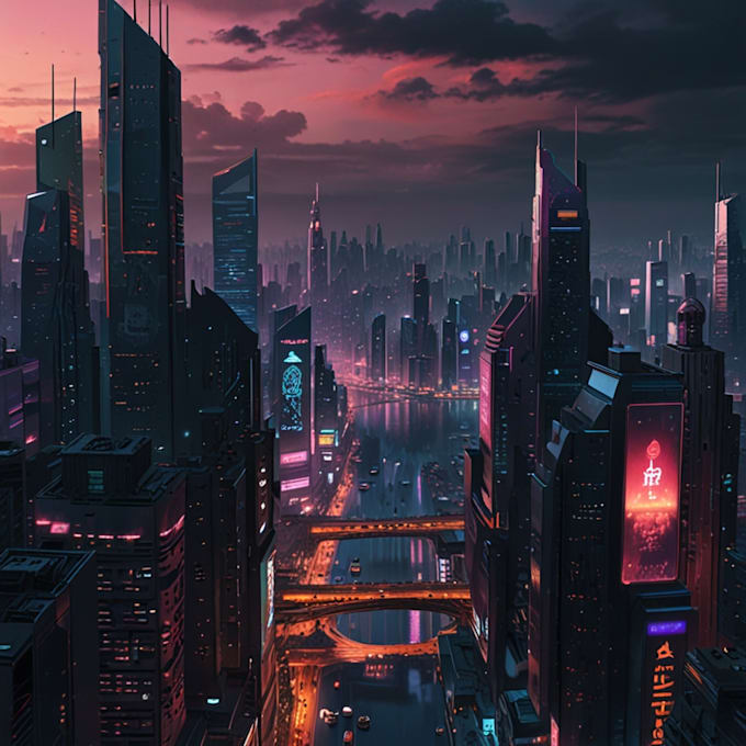 Gig Preview - Do cyberpunk futuristic city art