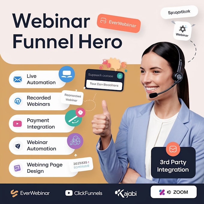 Gig Preview - Setup webinar automation and funnel using clickffunnels, webinarjam, everwebinar