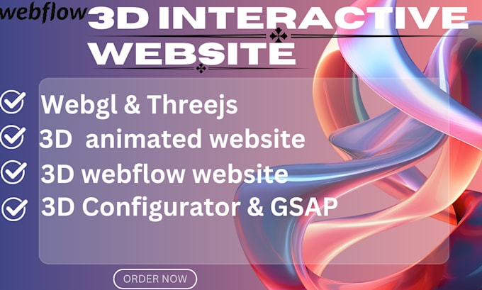 Gig Preview - Create 3d interactive website 3d animated webflow website with threejs webgl