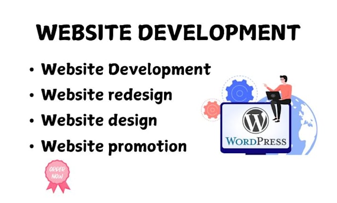 Gig Preview - Design redesign wordpress website development and build woocommece website