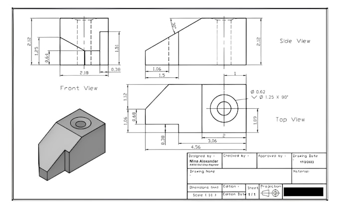 Gig Preview - Draw orthographic projection in all possible isometric views in autocad