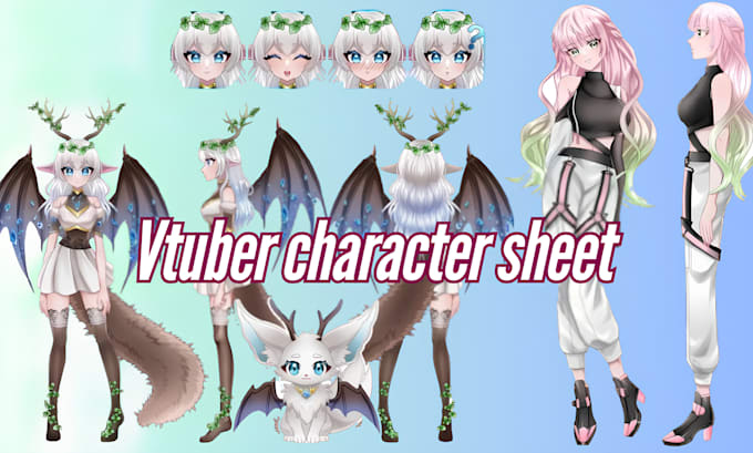 Gig Preview - Draw vtuber reference sheet character sheet live 2d vtuber model in anime style