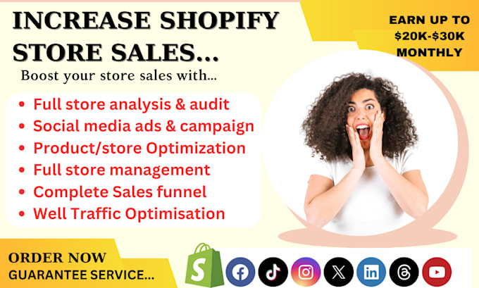 Gig Preview - Do full shopify droshipping marketing be your social media manager sales funnel
