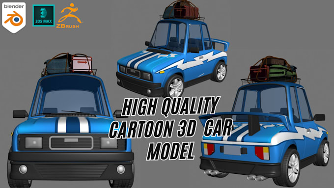 Gig Preview - 3d car modeling, car rendering, 3d toy, cartoon, blender, 3d model for printing