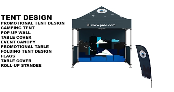 Gig Preview - Design canopy tent, table cover and feather flag