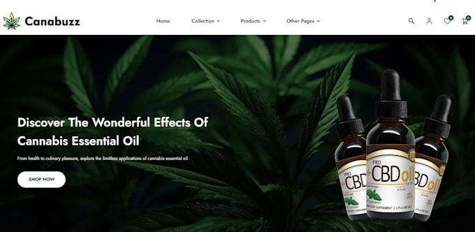 Gig Preview - Design profitable cbd store cannabis dropshipping website weed shopify store