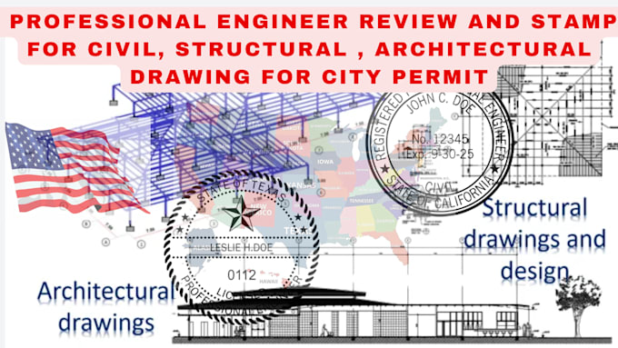 Gig Preview - Civil engineer and structural drawing, pe stamp for USA city permit approval