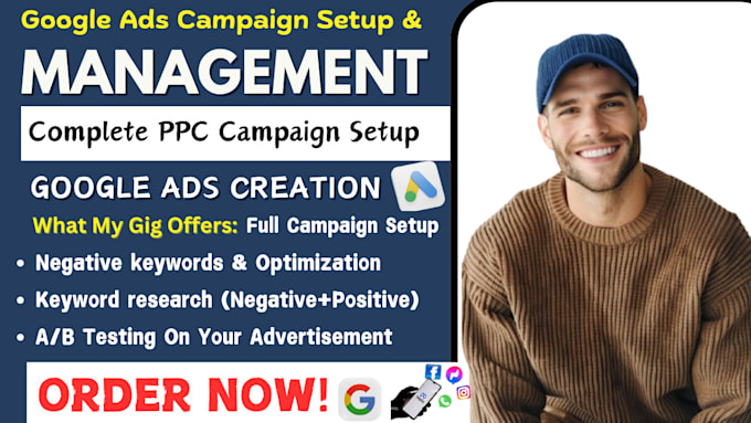 Gig Preview - Setup google ads campaign manage search ads adwords PPC campaign