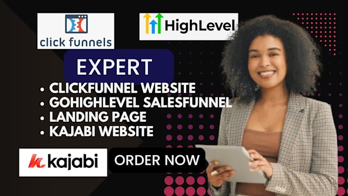 Gig Preview - Do gohighlevel landing page kajabi website  sales funnel clickfunnel website