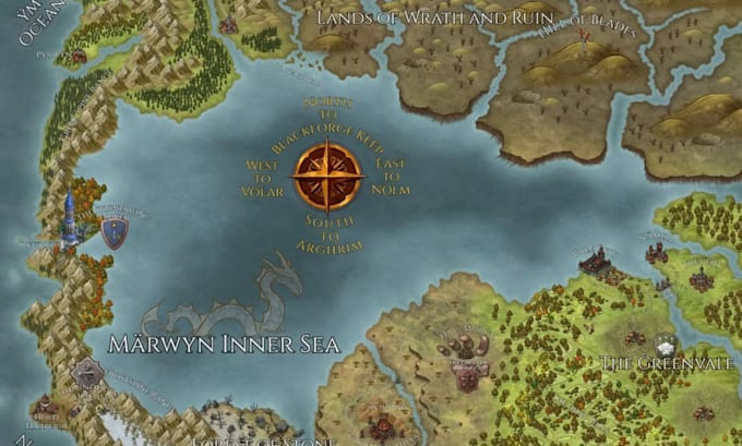 Gig Preview - Design fantasy cartography dnd campaign world city map,fantasy novel book map