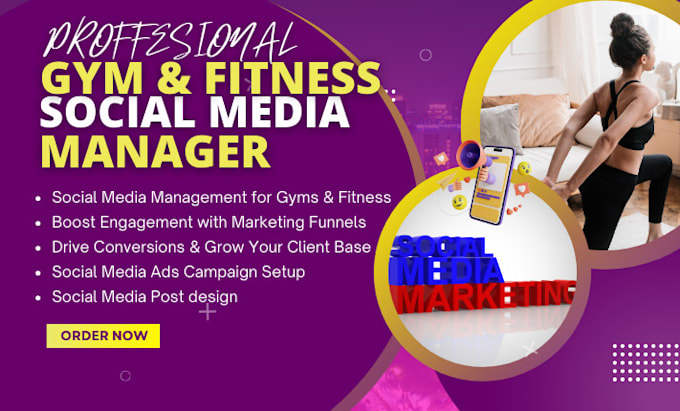 Gig Preview - Manage social media page for gym and fitness with marketing funnel setup