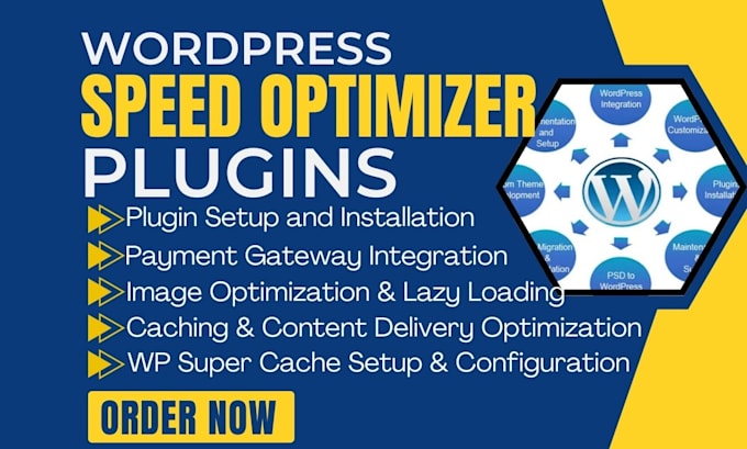 Gig Preview - Setup wordpress website speed optimizer plugins wp rocket wp total super cache