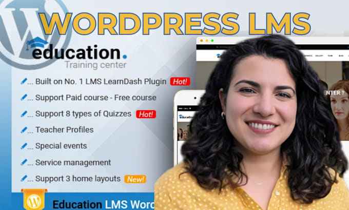 Gig Preview - Build wordpress learndash tutor lms website elearning buddyboss website