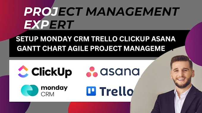 Gig Preview - Setup monday crm trello clickup asana gantt chart agile project management