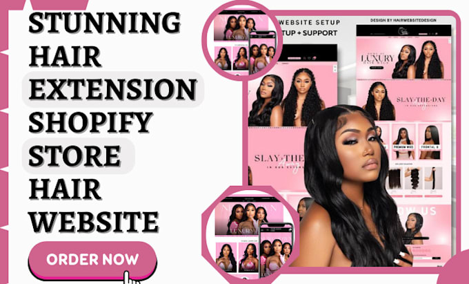 Gig Preview - Design beauty hair extension store hair store wig website beauty hair website