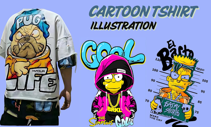 Gig Preview - Do streetwear clothing design, cartoon tshirt illustration, fashion brand logo