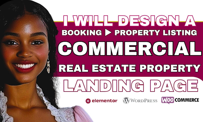 Gig Preview - Wordpress real estate landing page, commercial real estate landing page redesign