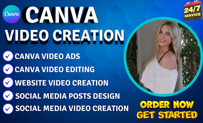 Gig Preview - Create canva video video ads for your social media or website vide0 editing