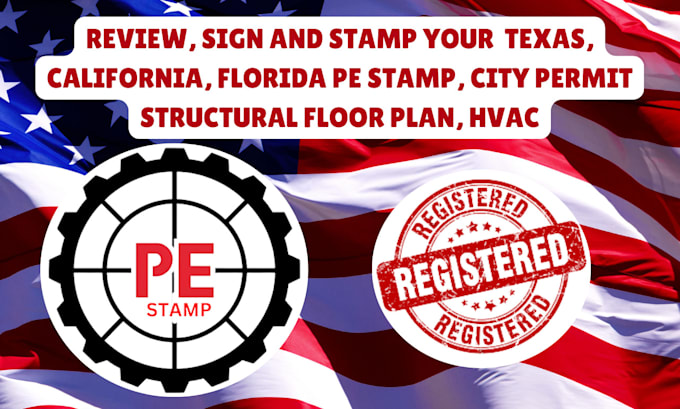 Gig Preview - Do texas, california, florida pe stamp, city permit structural floor plan, hvac