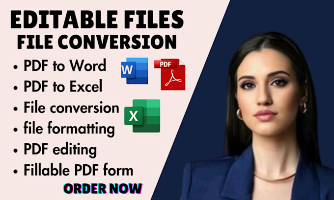 Gig Preview - Convert PDF to word, excel, editable formats, and create fillable PDF forms