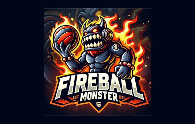 Gig Preview - Do fireball monster cartoon, character mascot logo with express delivery