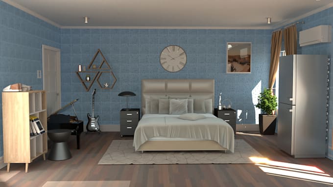 Gig Preview - 3d modelling, interior design and realistic 3d rendering using vray